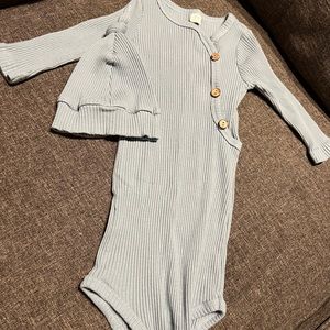 Newborn Baby Ribbed Blue Knotted Gown